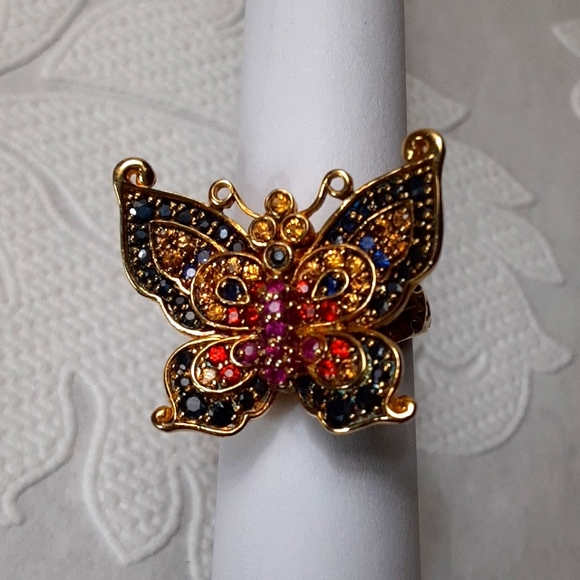 Jewelry - 925 Genuine  Multi Sapphire and Ruby Butterfly.